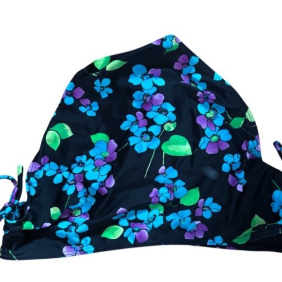 Maidenform Swimwear 2 Piece Bathing Suit Black & Blue Print Large Bottom 34B Top - Picture 4 of 6